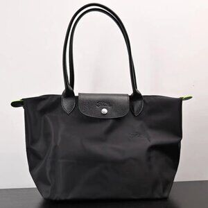 New Longchamp Black Medium Shopping Bag